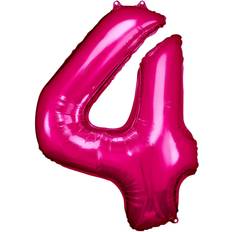 Red Number Balloons Amscan foil balloon 66 x 88 cm number 4 pink