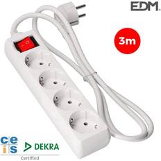 Regletas Edm E3/41044 Base Multiple 4 Tomas T/Tl Con Interruptor 3M 3X1,5Mm