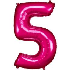 Red Number Balloons Amscan foil balloon 58 x 86 cm number 5 pink