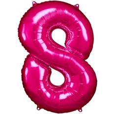 Red Number Balloons Amscan foil balloon 53 x 83 cm number 8 pink