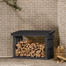 Fireplace Accessories vidaXL Firewood Rack Grey 108x64.5x77 cm Solid Wood Pine