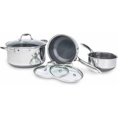 Ceramic non stick pans Hexclad Hybrid Cookware Set with lid 6 Parts