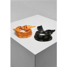 Haarreif Urban Classics Unisex satin 2-pack bandana, svart/orange, en