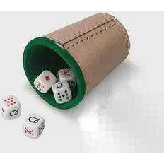 Bæger med Poker Terninger Læder