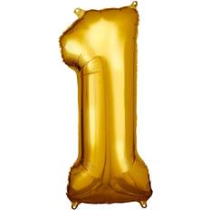 Amscan AMSC Ballon 1 Go Folienballon Zahl 1 Gold