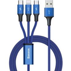 Baseus Cable USB Rapid 3in1 USB Type-C/Lightning/Micro USB Pour Chargement 1.2 m Bleu (CAJS000003)