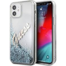 Guess iPhone 12 Mini 5.4 Glitter Vintage Script Kotelo Sininen