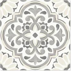 FloorPops Floorpops! Peel & Stick Floor Tiles Grey Gray Floral Massimo Peel & Stick Floor Tile - Set of 10