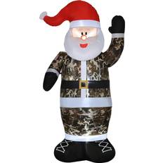 Decorations Homcom 8ft Christmas Inflatable Santa Claus Wearing Camouflage Decoration