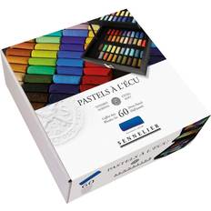 Pastelli Sennelier Extra Soft Pastel Half Stick Wooden Box Set, Black, 60 Colors