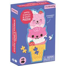 Chronicle Books Strawberry Cat Cone 48 Piece Scratch and Sniff Shaped Mini Puzzle