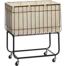 Laundry Baskets & Hampers Litton Lane Black Deep Set Basket Cart with Wheels