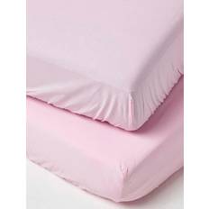 Homescapes Cotton Cot Bed Fitted Sheets 200 Thread Count, 2 Pack