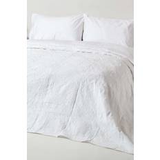 Coton Couvre-lits Homescapes Cotton Rich Floral MetelassÃ© Pattern Double Bedspread White