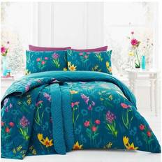 Teal, King Dreams & Drapes Ingrid Floral Print Duvet Cover