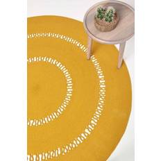 Homescapes Round, Mustard Crochet Braided Yellow