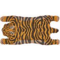 Orange Entrance Mats Homescapes Tiger Shaped Coir Animal Print Brown, Orange, Black