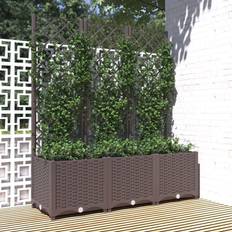 Garden trellis vidaXL Garden Planter with Trellis Brown PP Raised Bed Flower