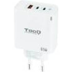 Pd65 Tooq TQWC-GANQC2PD65WT Väggladdare med 3 portar med GAN Technology, 2 USB-C PD-portar och en USB-A QC 65W-port, färg Vit