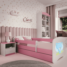 Kocot Kids Babydreams juniorsäng blå nallebjörn, madrass, sänghäst, låda laminat 180x80