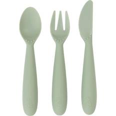 Ezpz Baby Dinnerware Ezpz 3-Pack Happy Utensils Set In Sage Sage Set Of 2