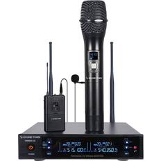 Microphones Sound Town Metal 200 Channels UHF Wireless Microphone System with 1 Handheld Mic, 1 Lavalier Mic and Bodypack Transmitter for Church, School