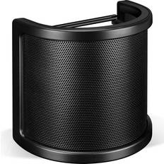 Popfilter, Aokeo Professionell trelagers metallnät och skum- och etaminlagermikrofon Popfilter, mikrofonvindruteskydd, handhållen mikrofonskyddsmask för röstinspelning, YouTube-videor, streaming