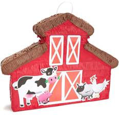 Red Piñatas Small Barnyard Pinata for Farmhouse or Country Party (17 x 12.75 in) Red