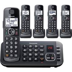 Landline Phones Panasonic Panasonic KX-TGE645M DECT 6.0 Expandable Cordless Phone System with Digital Answering System Metallic Black