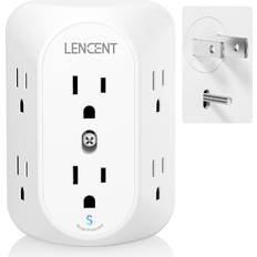 Power Strips & Branch Plugs Lencent 2 Prong Power Strip, 3 to 2 Prong Grounding Outlet Adapter, Polarized Plug, Surge Protector, 3-Sided 6 Outlet Widely Spaced Extender