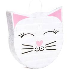 White Piñatas Cat Pinata for Kids Birthday Party (14 x 12.8 in)