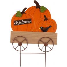 Garden Ornaments GlitzHome Fall Pumpkin Yard Stake Rustic Fall Harvest Pumpkin Yard Sign