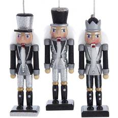 Zilver Kerstboomversieringen Kurt Adler Wooden Nutcracker Christmas Ornaments 6 in Set of 3