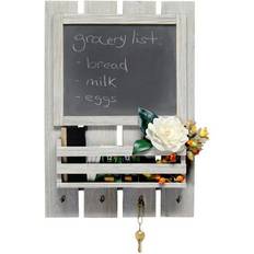 Wall Decorations Elegant Designs Chalkboard Sign with Key Holder Hooks and Mail Storage Notice Board 3.5x20"