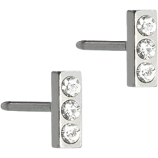 Blomdahl Nt Petite Brilliance Straight Earrings - Silver/Transparent