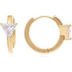 Huggie Hoop Earrings - Gold/Transparent