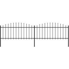 Black Fences vidaXL Garden Fence with Spear Top 340x75cm