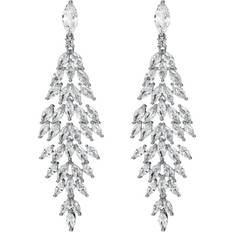 Jon Richard Statement Drop Earrings - Silver/Transparent