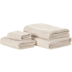 Beige Asciugamani Beliani Set Di 4 Asciugamani In Cotone Beige Areora Asciugamano Beige