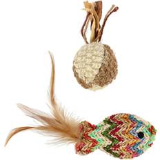 Fisk kattleksak Dogman Kattleksak fisk & boll 15cm natur
