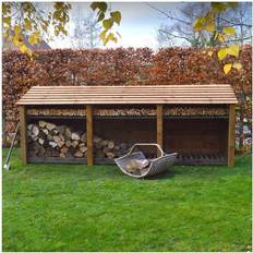 Rutland County Garden Furniture Empingham 4ft log store Kindling Shelf Rustic Brown