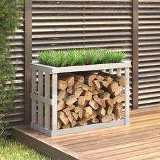 vidaXL Outdoor Log Holder White 108x52x74 cm Solid Wood Pine