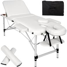 tectake Massage table 3 zone with carry back and bolsters white