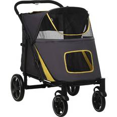 Front mesh Pawhut One Click Foldable Pet Stroller with Shock Absorber Universal Front Wheels 65x100cm