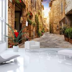 Blomstrede - Vinyltapeter Artgeist fototapet Colourful Street in Tuscany, smuk gade i Toscana 400x280