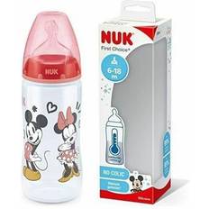 Rouge Biberons Nuk Biberon FC Minnie Température Control En silicone 300 ml 6-18 mois