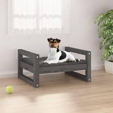 VidaXL Dog Beds,Dog Blankets & Cooling Mats Pets vidaXL Solid Pine Wood Dog Bed Grey 55.5x45.5x28 Wooden Pet Sofa Dog Couch