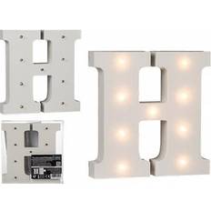 LED-bogstav i Træ Hvid Bogstav H