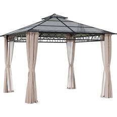 Metal Pavilions & Accessories OutSunny Double Roof Hard Top Gazebo 3x3 m