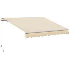 Beige Patio Awnings OutSunny 3.5x2.5m Manual Awning Window Door Weather Shade Cream